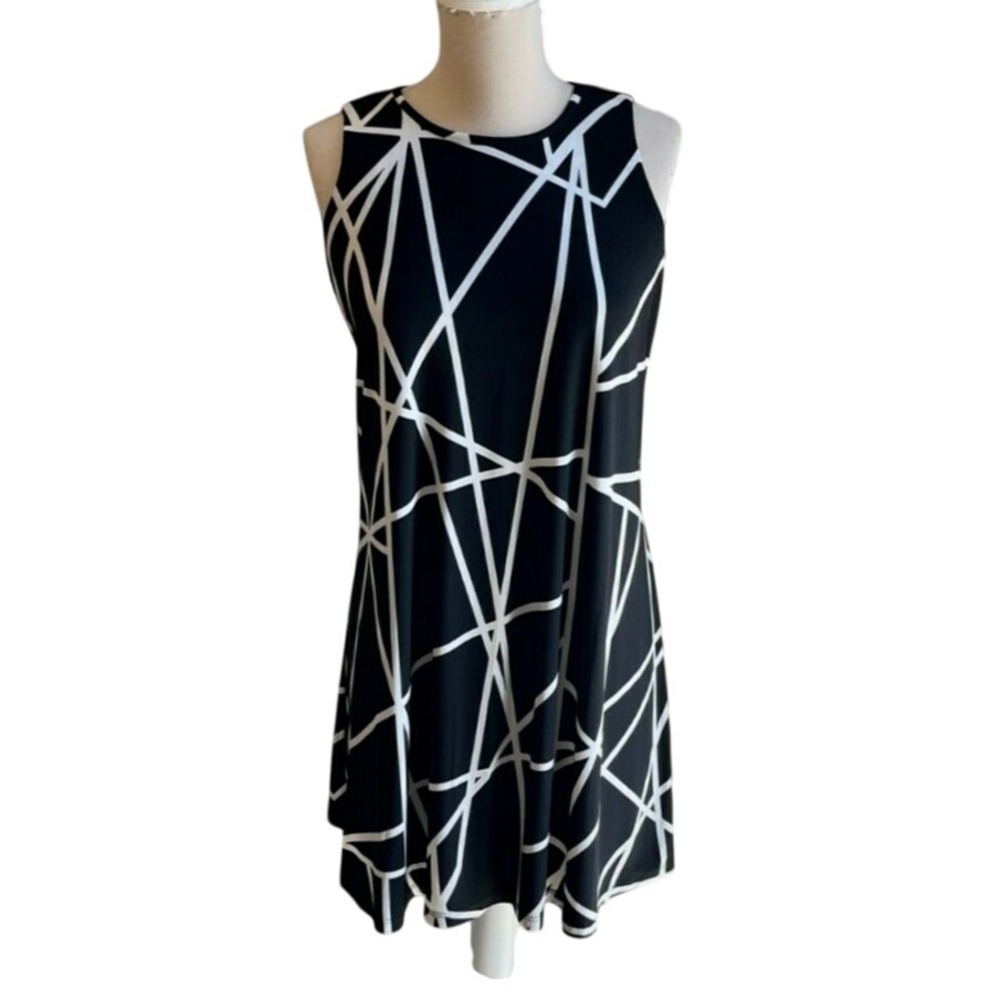 Tommy Hilfiger Dress Geometric‎ Print Sleeveless Casual Black White Size 8